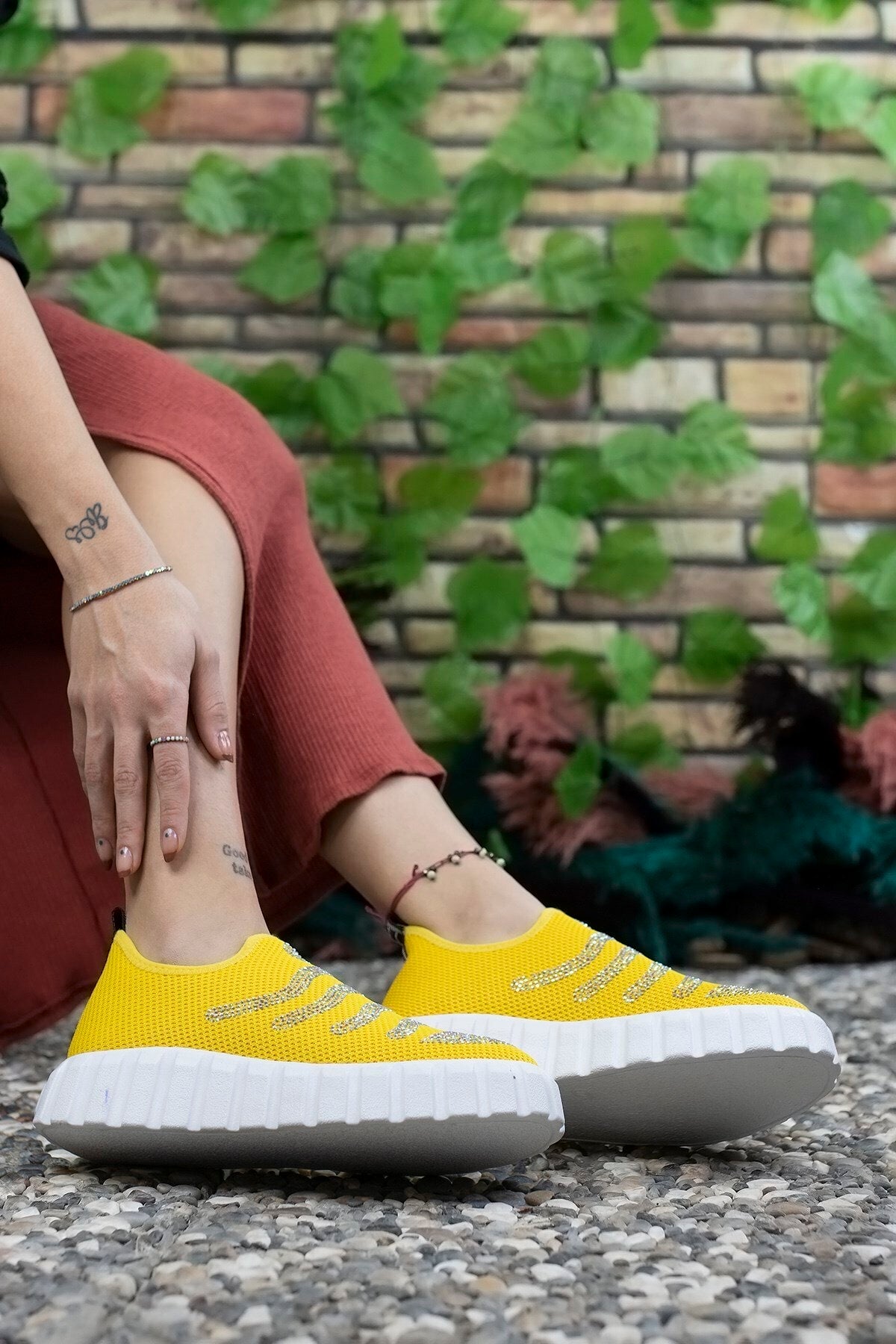 Woman Yellow Knitwear Sneaker