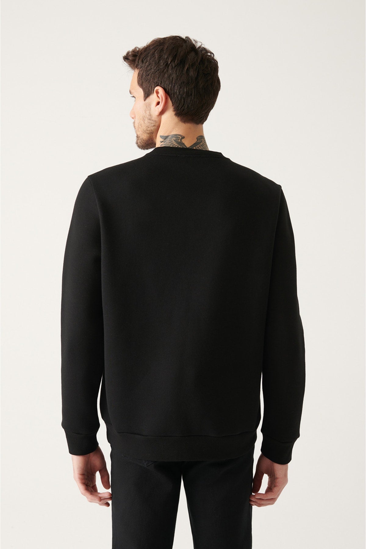 Men's black bike collar 3 yarn -billed -printed sweatshirt a22y1132