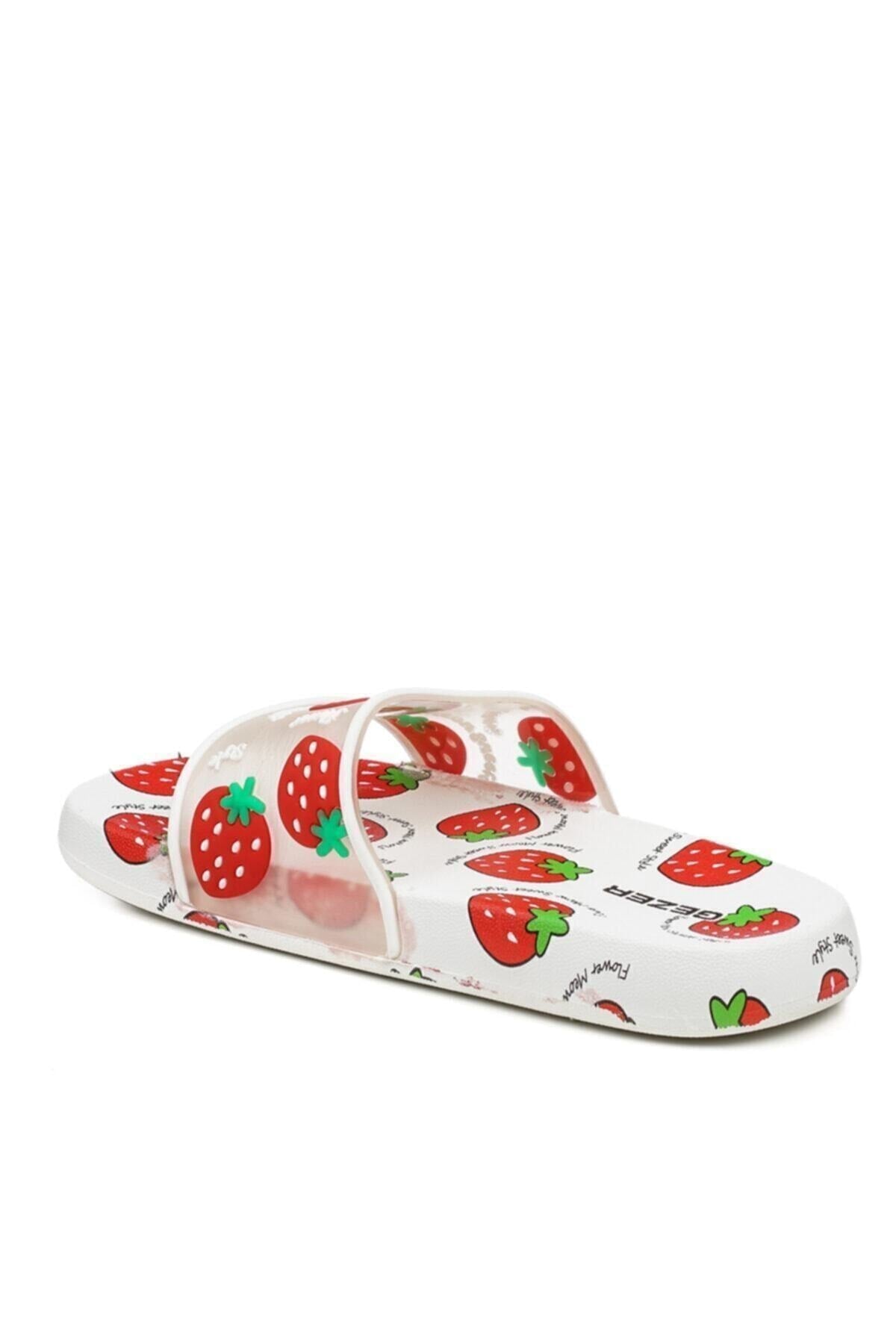 Ultra Soft Woman Sloved Base Strawberry Pattern Pattern Pool Sea and Outdoor Slippers