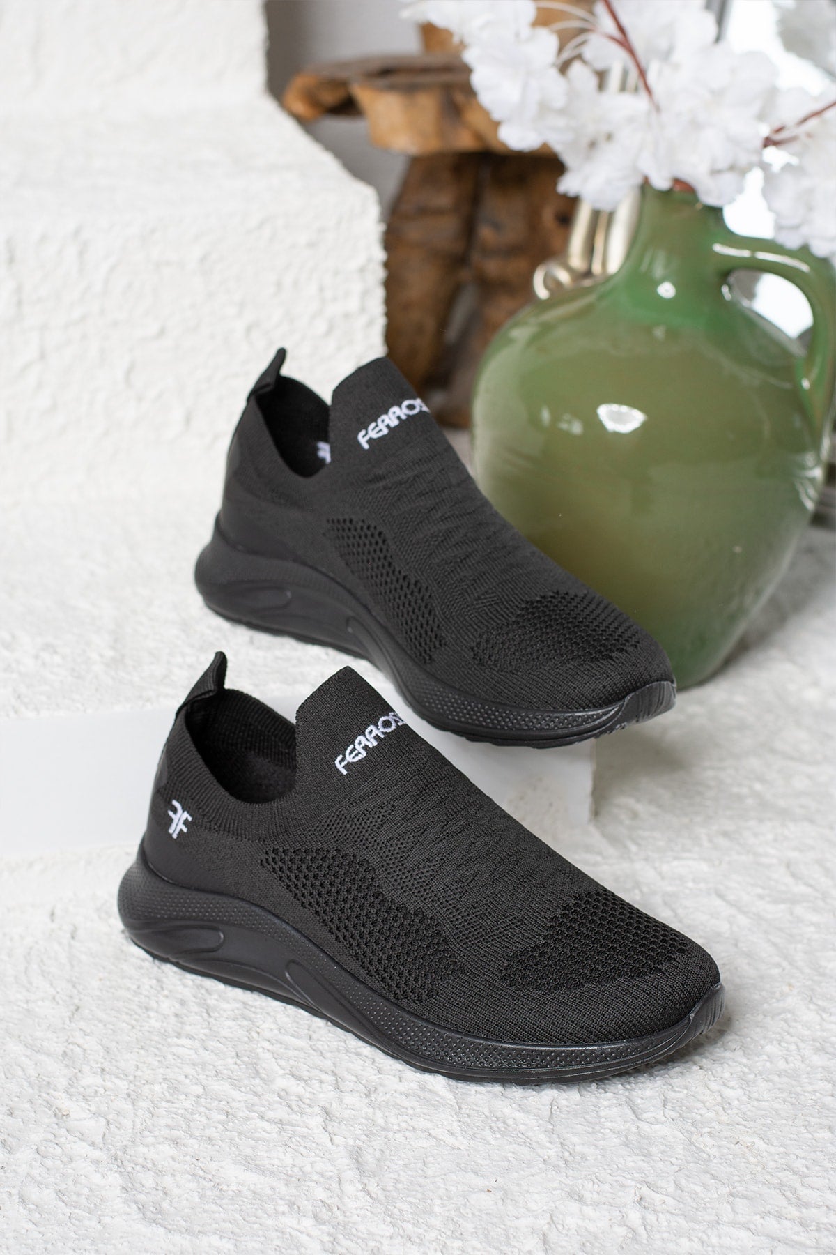 Daily Unisex Black Sneaker Slip-On Breathing Light Walking Lace Flexible Sport Shoes 041F