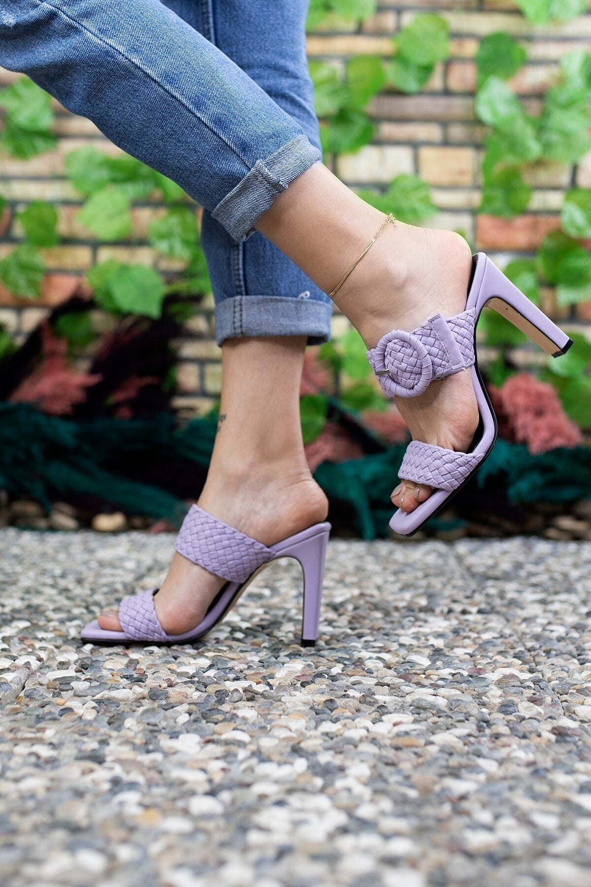 Woman purple high heels slippers 0012902