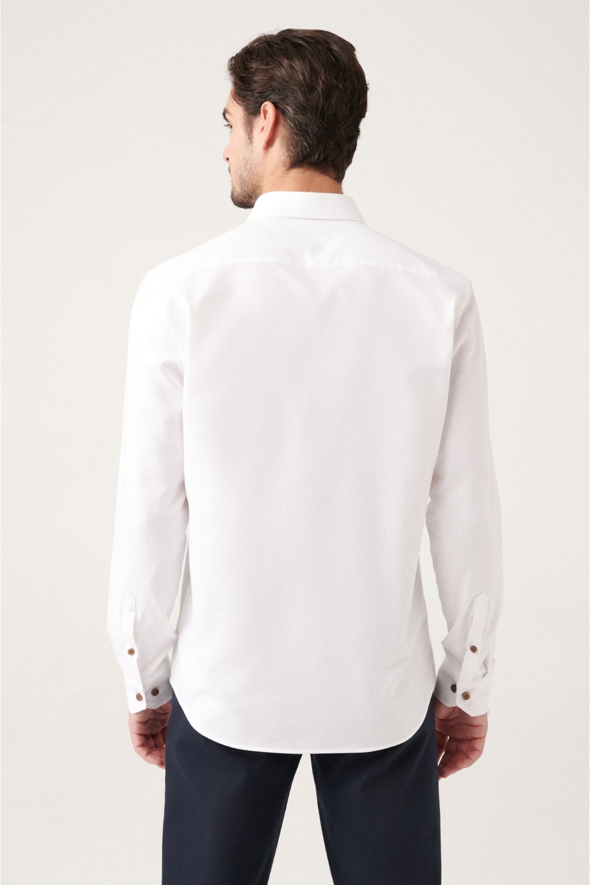 Men's White Amelor 100 %Cotton Slim Fit Shirt A31y2003