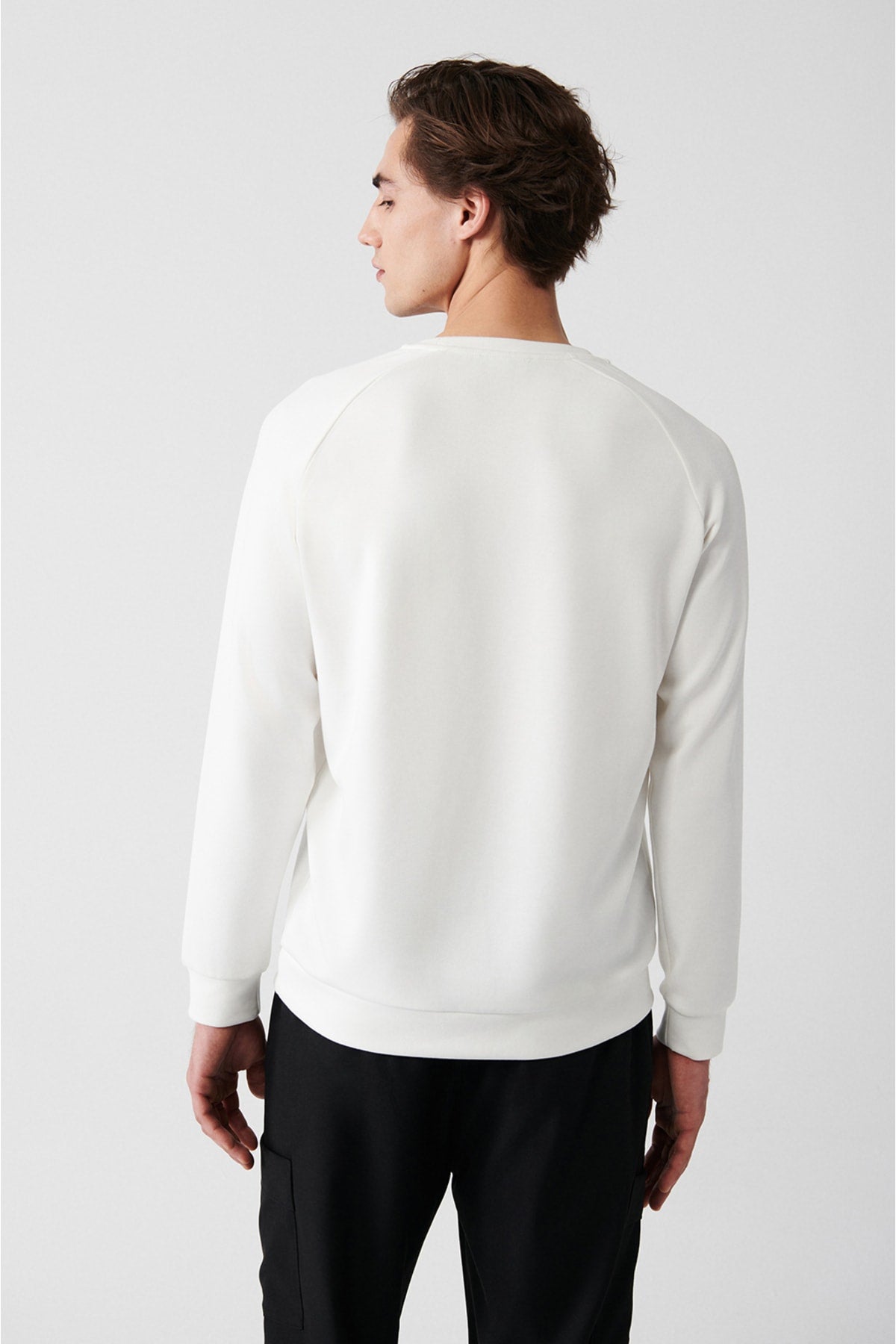 Men's Ecru Bicycle Collar Printed Slim Fit Sweatshirt A31y1265