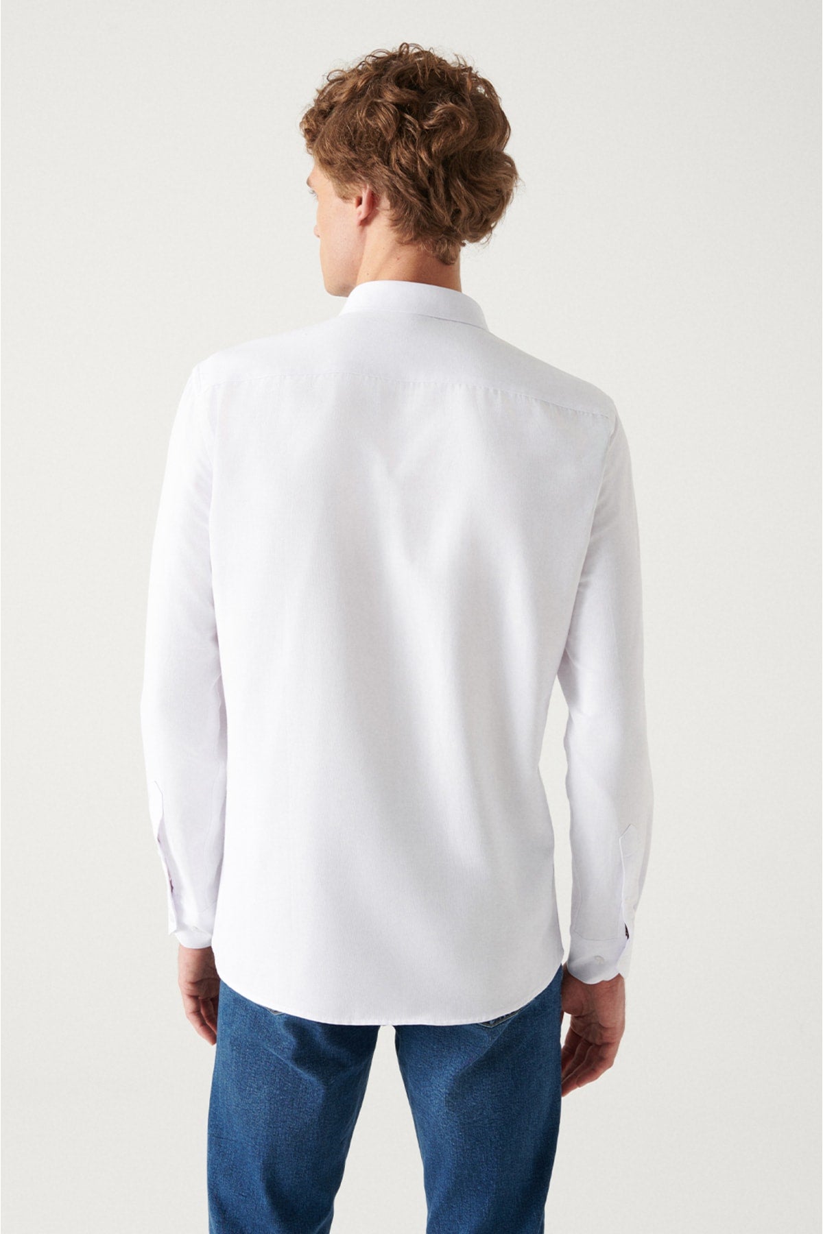 Male White Oxford British collar Slim Fit Shirt E002211