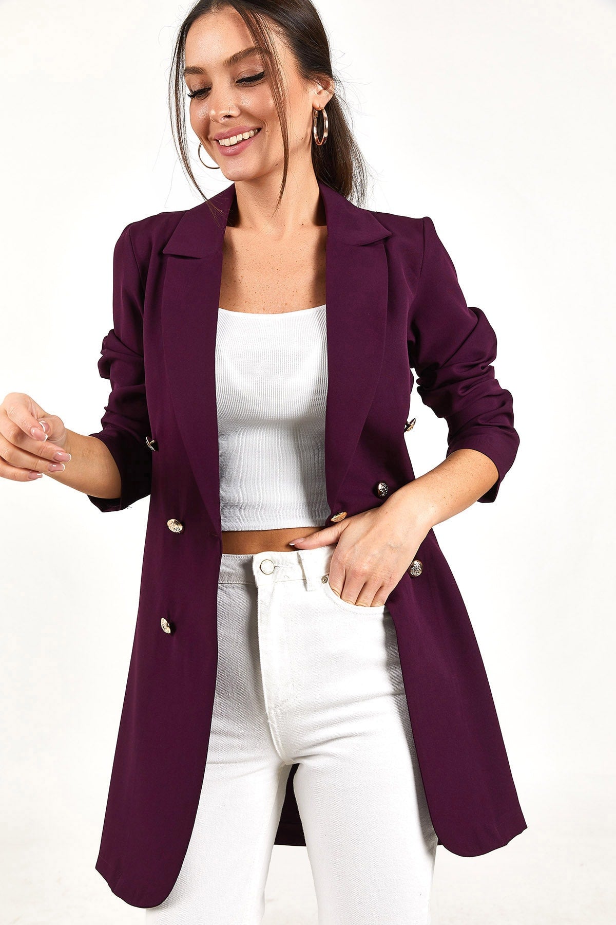 Long Jacket with Women's Pins Arm-221072