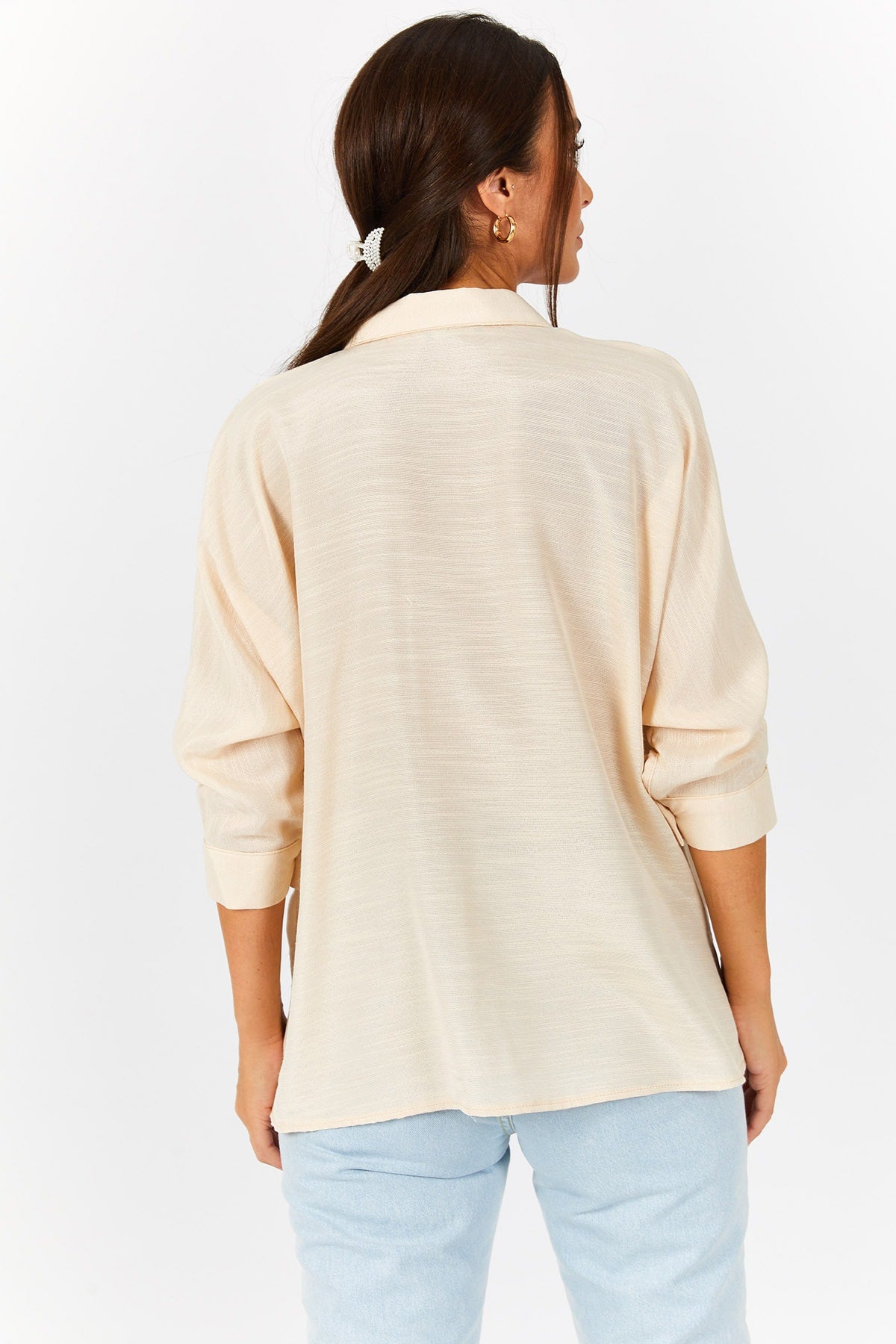 Women's Bone Pocket Set Linen Shirt ARM-21Y001035