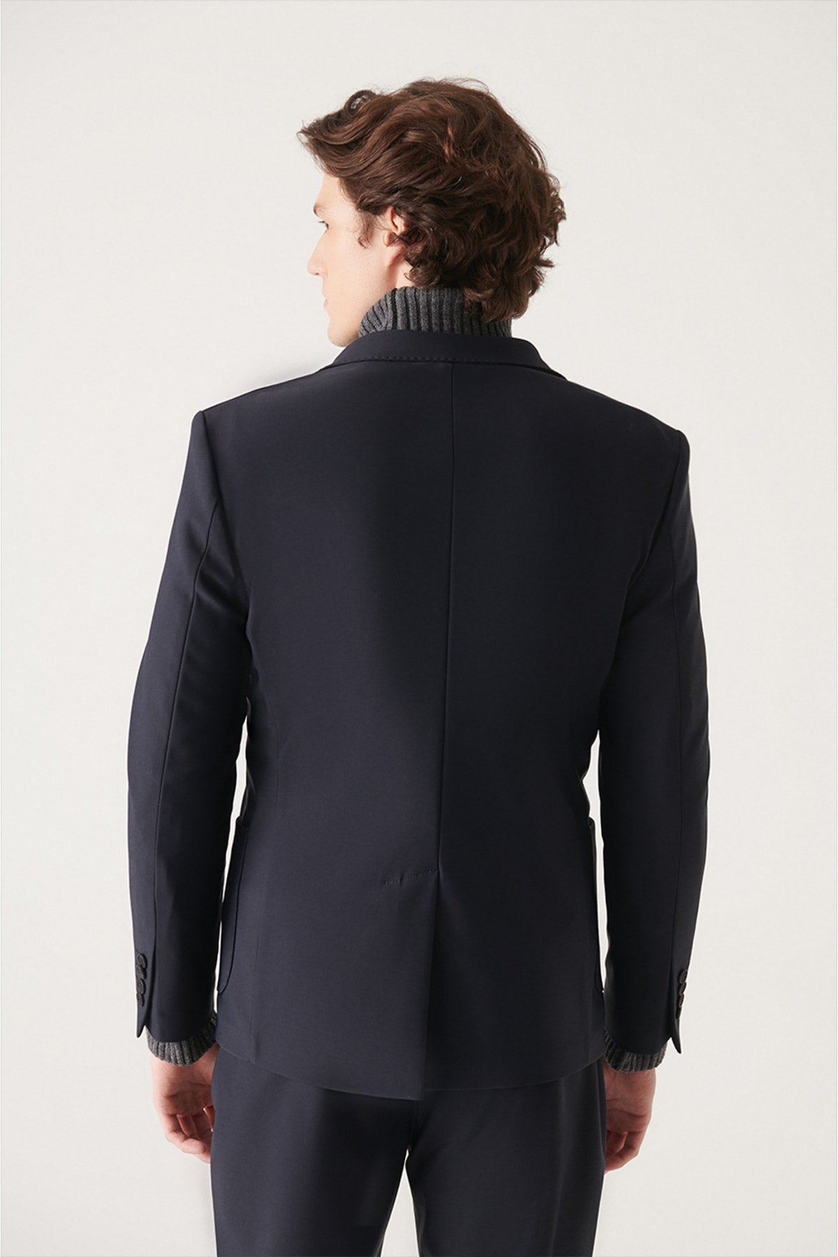 Men's navy blue water repulsive cloth slim fit suit jacket A22y4011