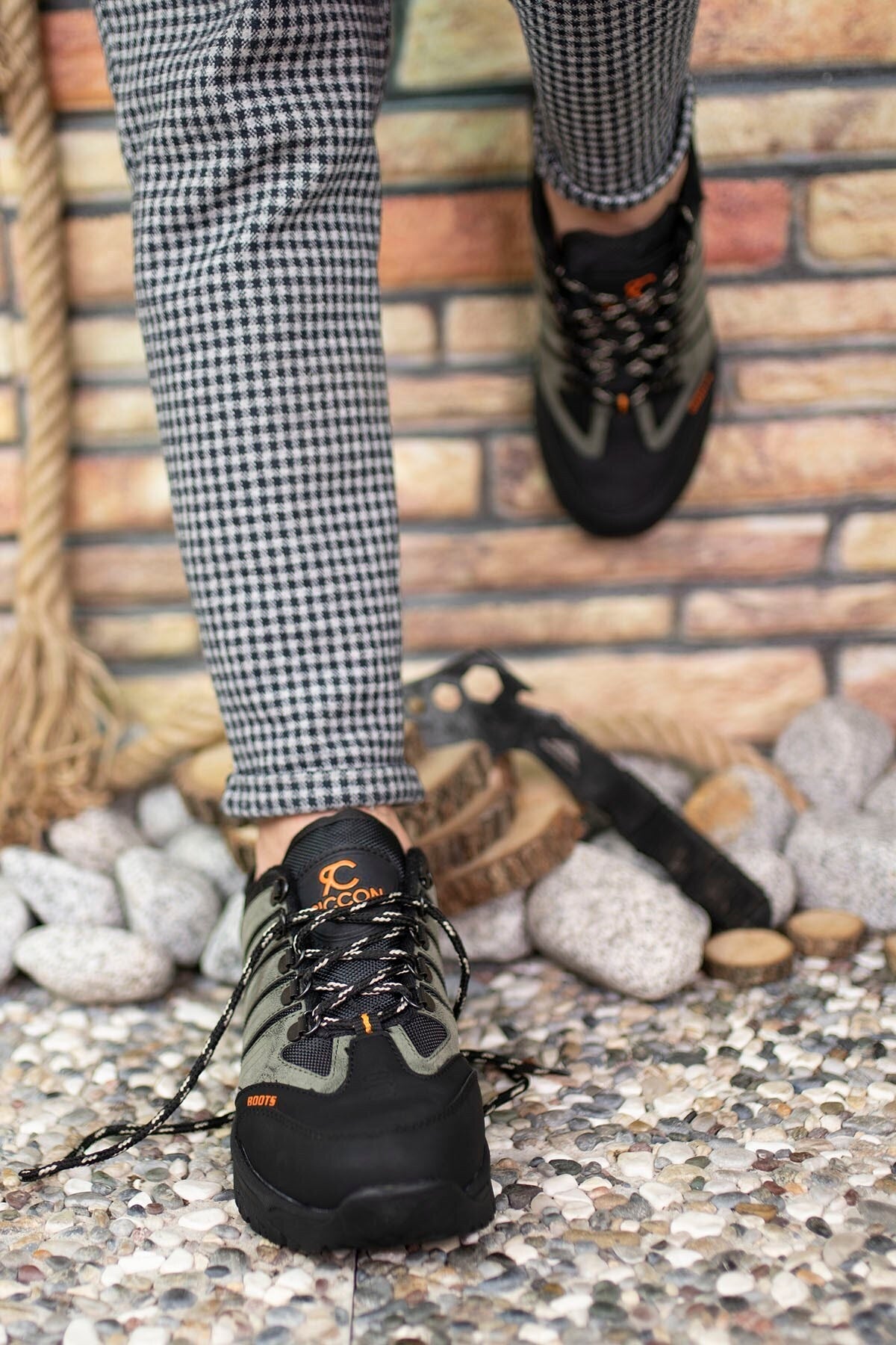 Khaki Black Men's Trekking Shoes 0012115