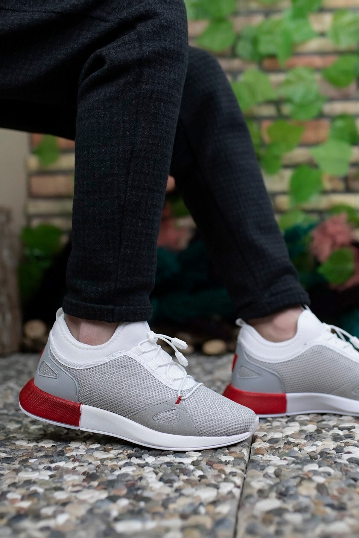 Men's White Red Detailed Sneaker 00121925