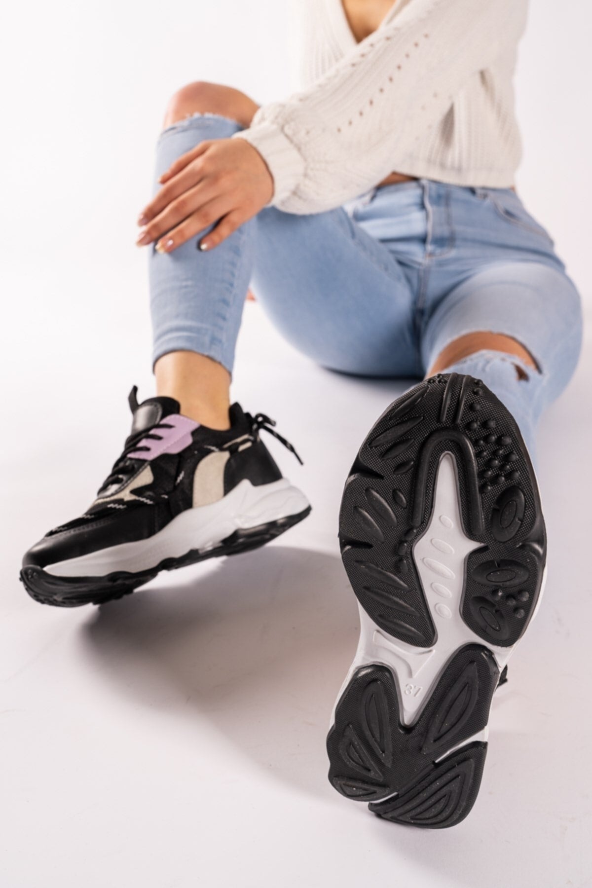 Black lilac woman sneaker 0012190