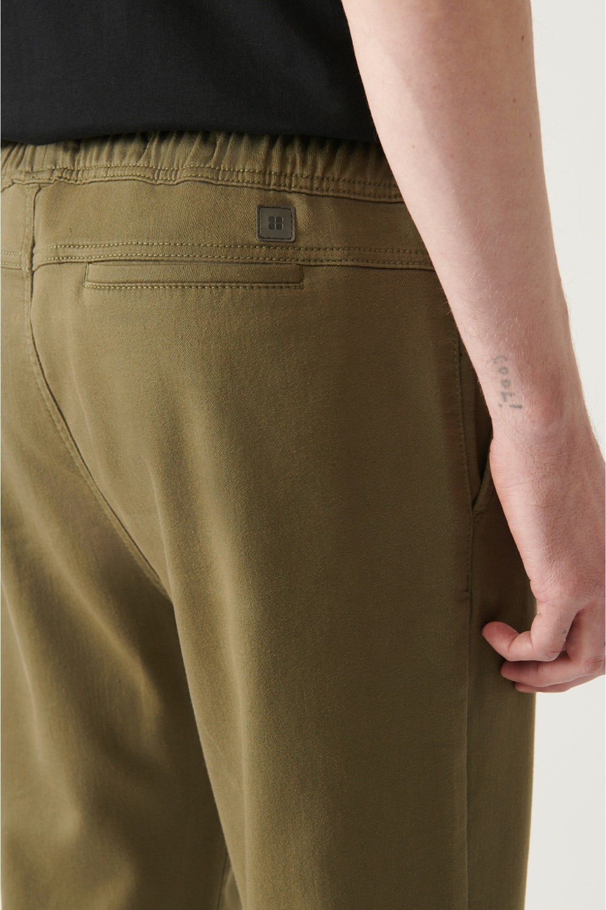 Men's Khaki Side Pocket Knitted Laccked Relaxed Fit Jogger Pants B003025