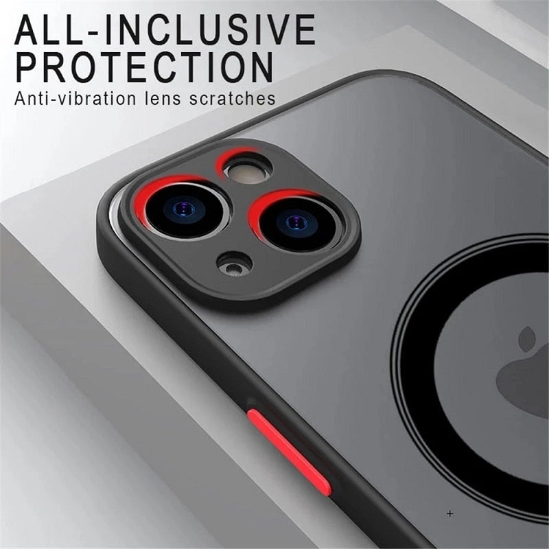Luxury Magnetic For Magsafe Wireless Charge Phone Case For iPhone 14 13 12 11 Pro Max Mini X XR XS Shockproof Armor Matte Cover